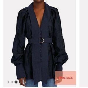 ACLER Ramsay Belted Fil Coupé Blouse In Dark Blue Designer Unique Top Navy Shirt